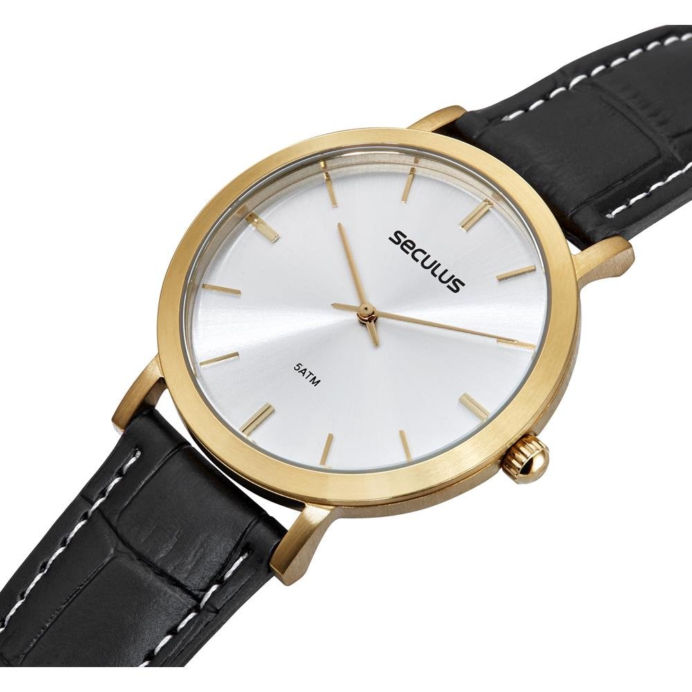 Relógio Seculus Masculino Ref: 44255gpsvdc3 Clássico Dourado Dourado 2
