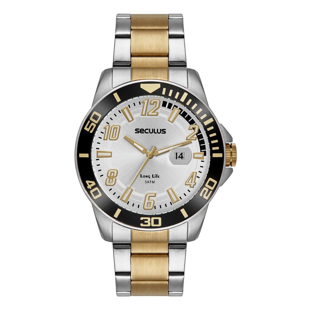 Relógio Seculus Masculino Ref: 44211gpsvba4 Esportivo Bicolor Multicores 1