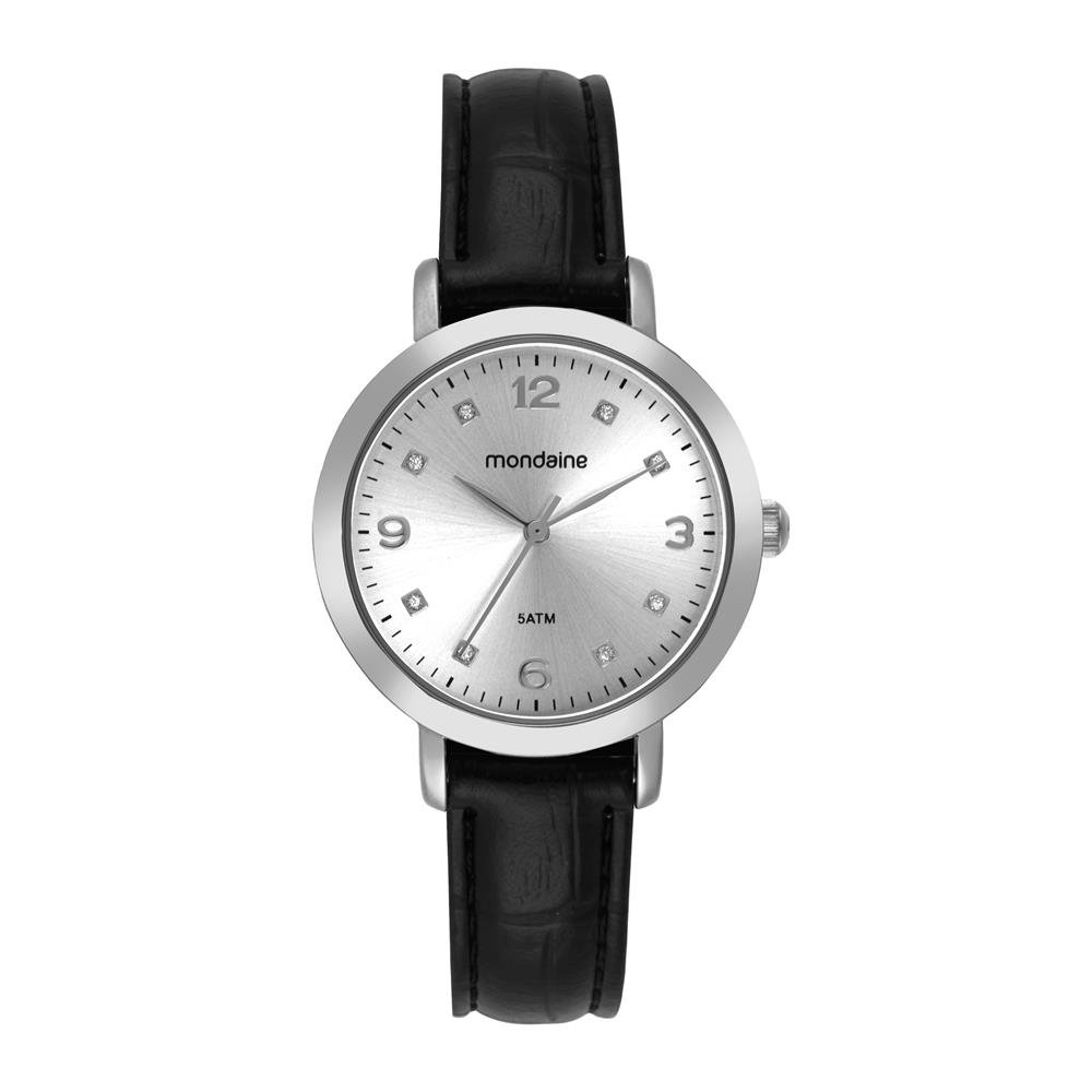 Relogio Mondaine Feminino Ref: 99757l0mvnh2 Casual Prateado Preto 1