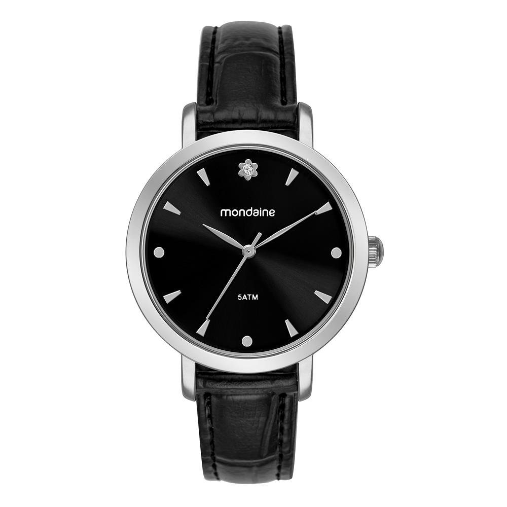 Relogio Mondaine Feminino Ref: 99758l0mvnh2 Casual Prateado Preto 1