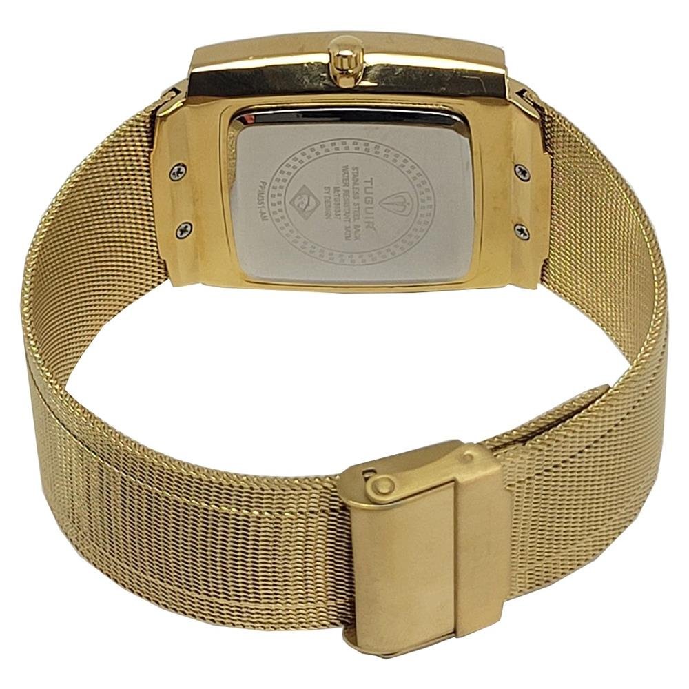 Relógio Tuguir Masculino Ref: 9311 Tg30337 Retangular Mesh Dourado Dourado 3