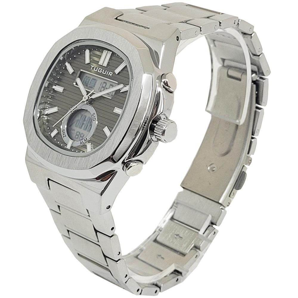 Relógio Tuguir Masculino Ref: 2279 Tg30333 Retangular Anadigi Prateado Prata 2