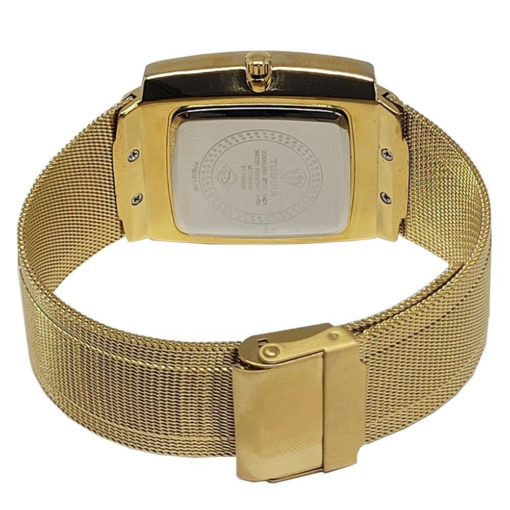Relógio Tuguir Masculino Ref: 9311 Tg30336 Retangular Mesh Dourado Dourado 3