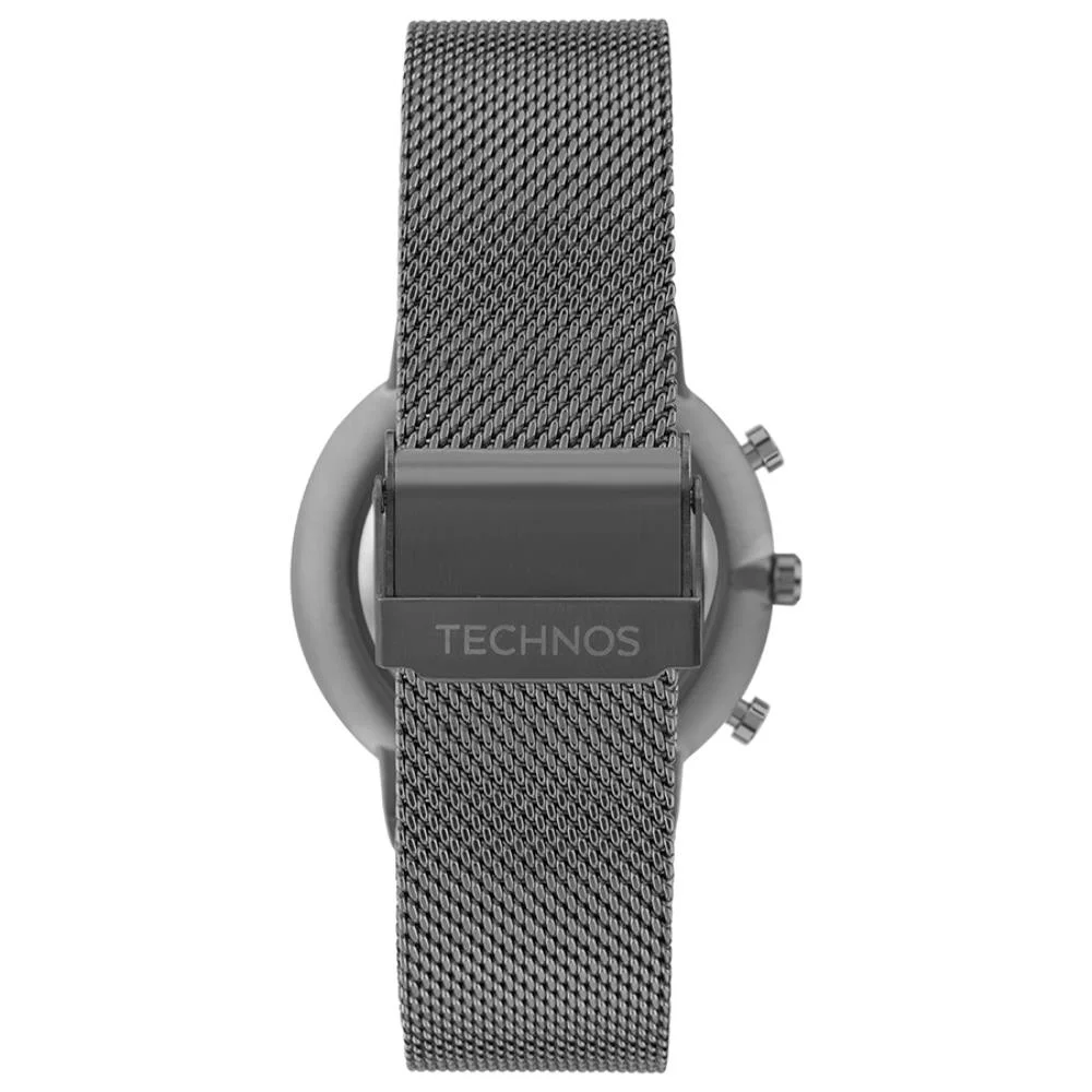 Relógio Technos Masculino Ref: Vd36ac/1f Dual Time Slim Grafite Cinza 2