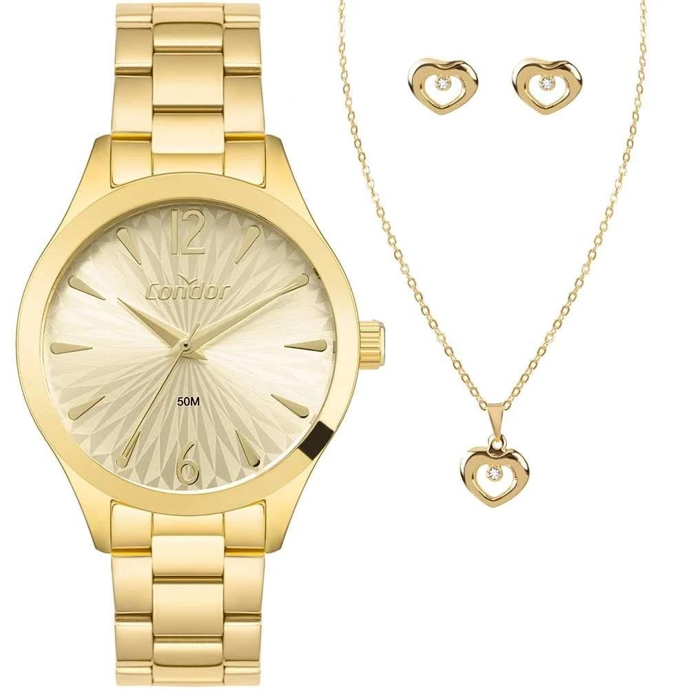 Relógio Condor Feminino Ref: Co2035nic/k4x Dourado + Semijóia Dourado 1