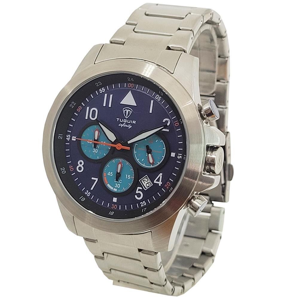 Relógio Tuguir Masculino Ref: 6117b Tgi37085 Cronógrafo Aço Prateado Prata 2