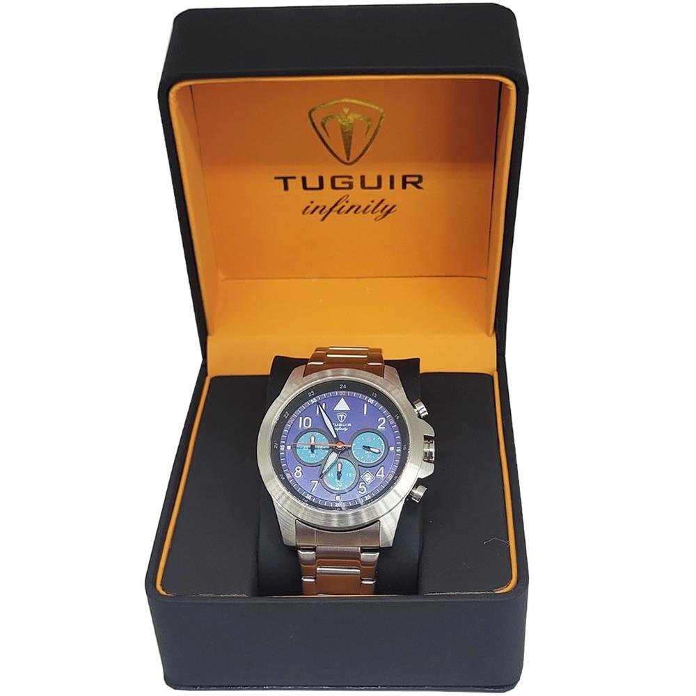Relógio Tuguir Masculino Ref: 6117b Tgi37085 Cronógrafo Aço Prateado Prata 4