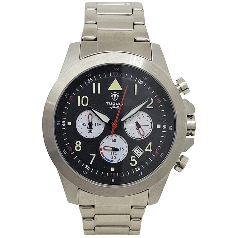 Relógio Tuguir Masculino Ref: 6117b Tgi37086 Cronógrafo Aço Prateado Prata 1