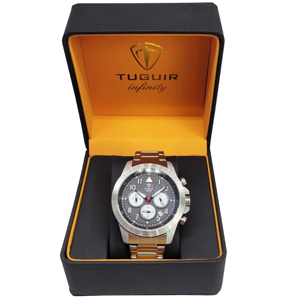 Relógio Tuguir Masculino Ref: 6117b Tgi37086 Cronógrafo Aço Prateado Prata 4