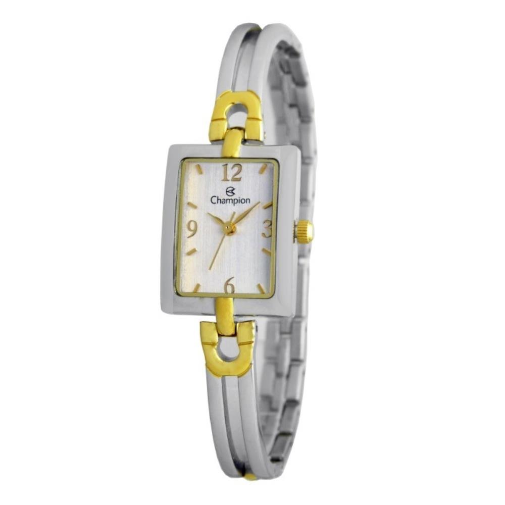Relógio Champion Feminino Ref: Cf24493s Retangular Bracelete Bicolor Prata 1
