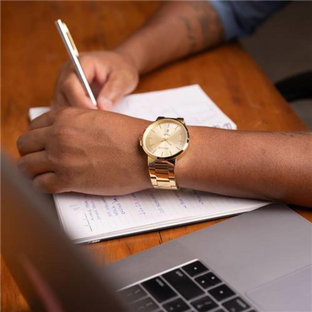 Relógio Seculus Masculino Ref: 23730gpsvda2 Casual Dourado Dourado 4