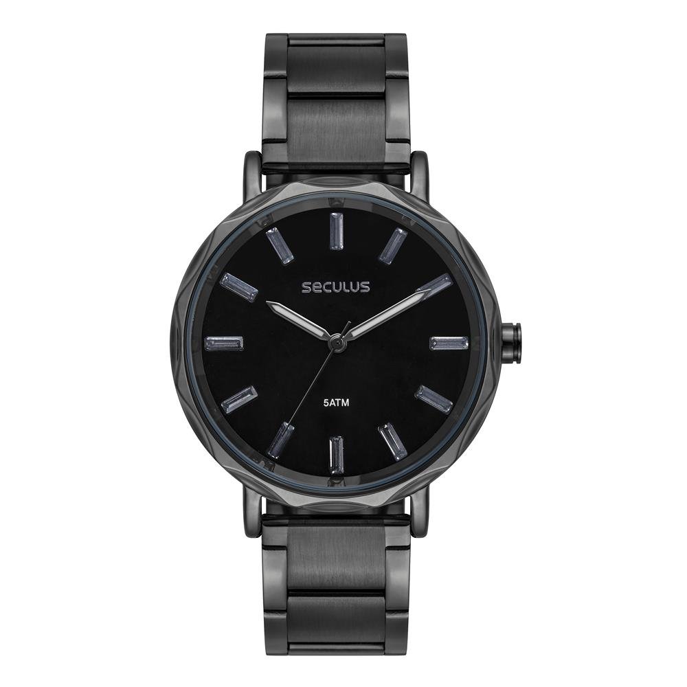 Relógio Seculus Feminino Ref: 77319lpsvps3 Fashion Black Preto 1