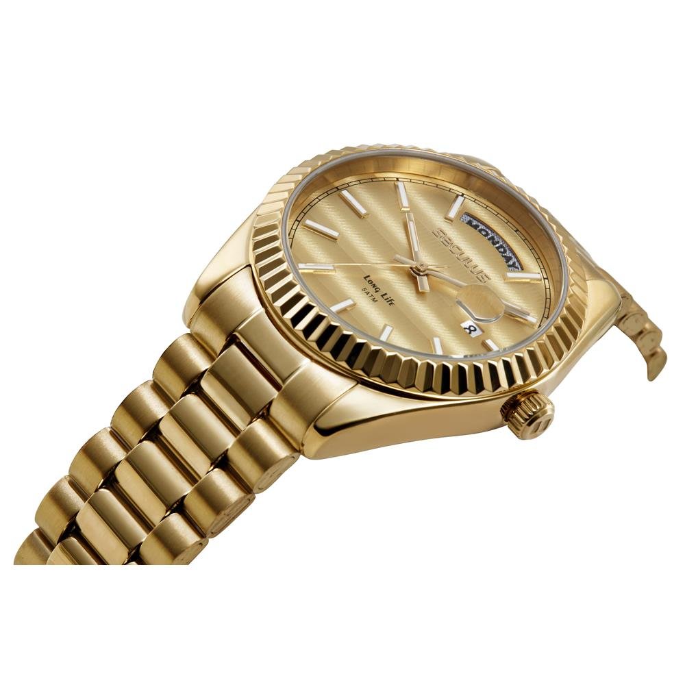 Relógio Seculus Feminino Ref: 77323lpsvda1 Clássico Aço Dourado Dourado 4