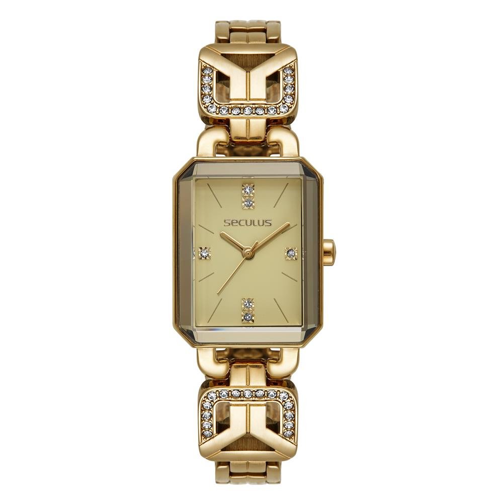 Relógio Seculus Feminino Ref: 23736lpsvdb1 Retangular Bracelete Dourado Dourado 1