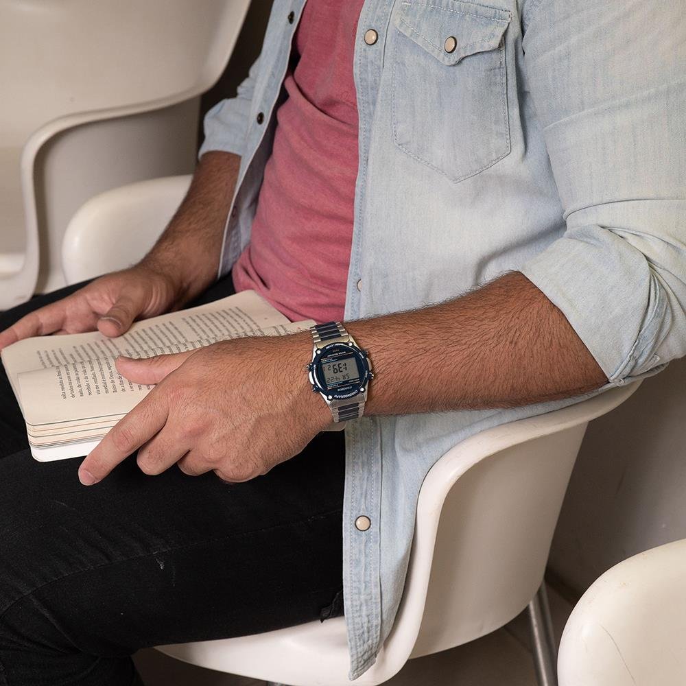 Relogio Mondaine Masculino Ref: 32812g0mvnf1 Digital Vintage Bicolor Azul 5