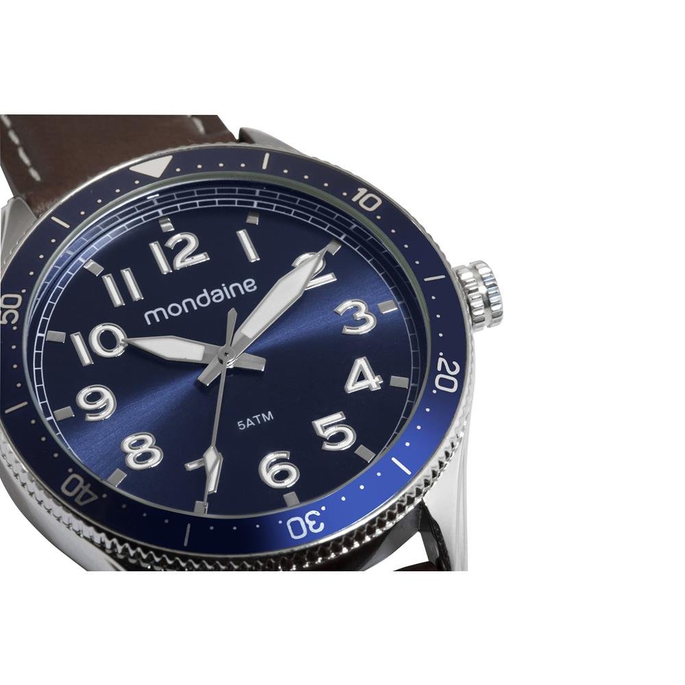 Relogio Mondaine Masculino Ref: 32548g0mvno3 Casual Prateado Marrom 3