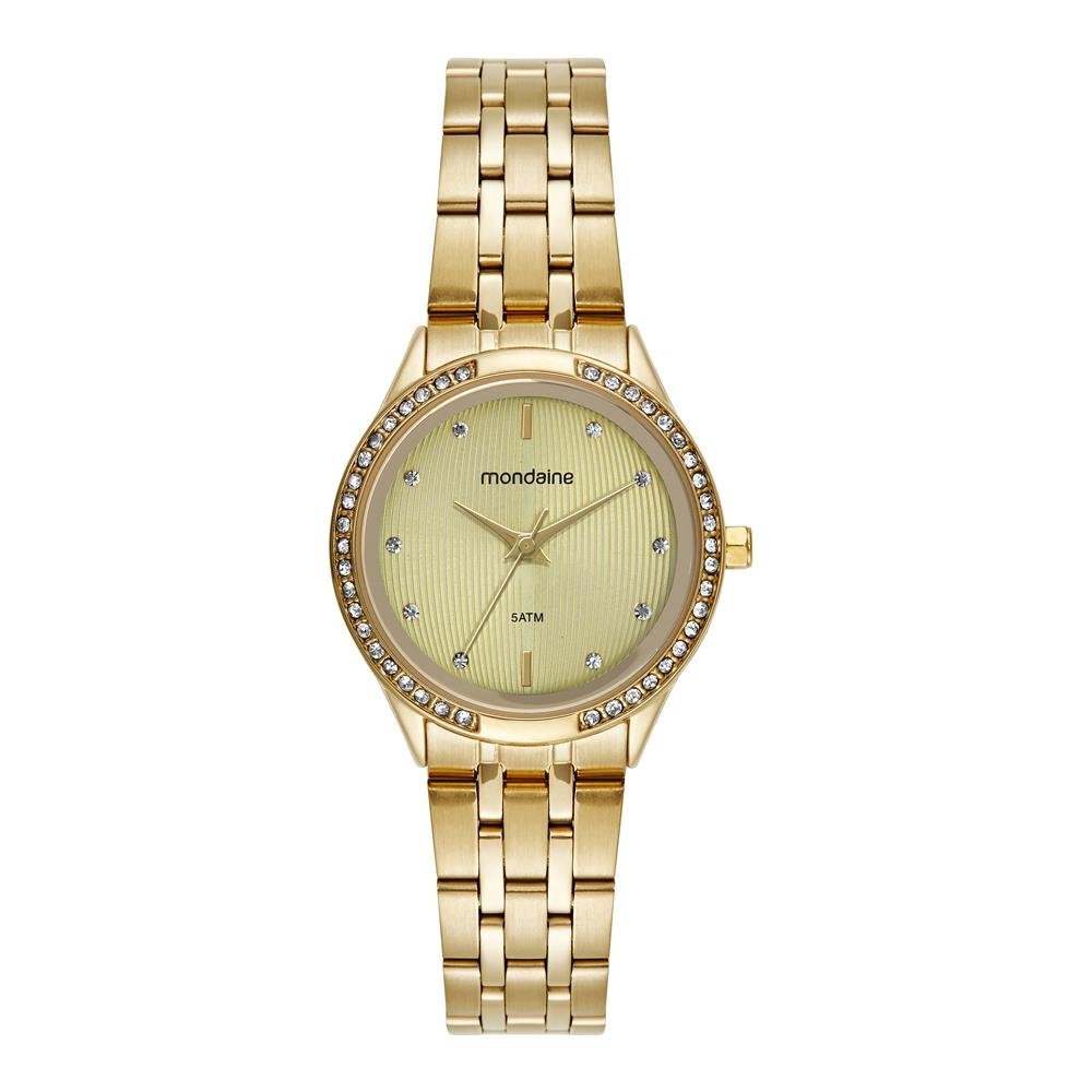 Relogio Mondaine Feminino Ref: 32858lpmvde1 Clássico Dourado Dourado 1