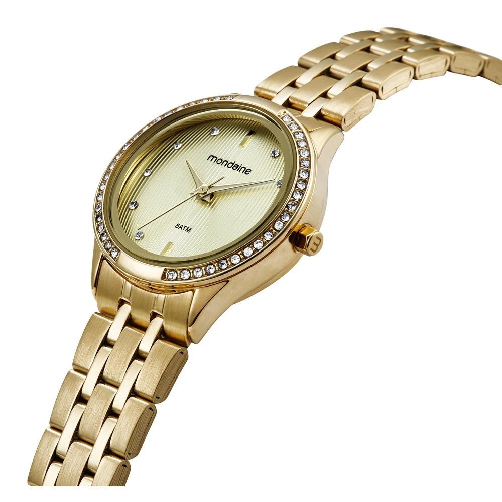 Relogio Mondaine Feminino Ref: 32858lpmvde1 Clássico Dourado Dourado 4