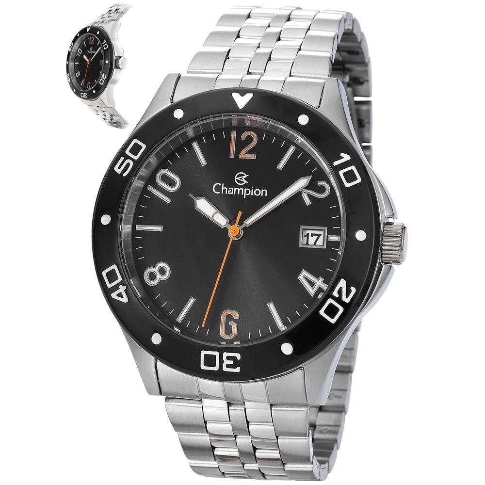 Relógio Champion Masculino Ref: Ca31195t Casual Aço Prateado Prata/Preto 1