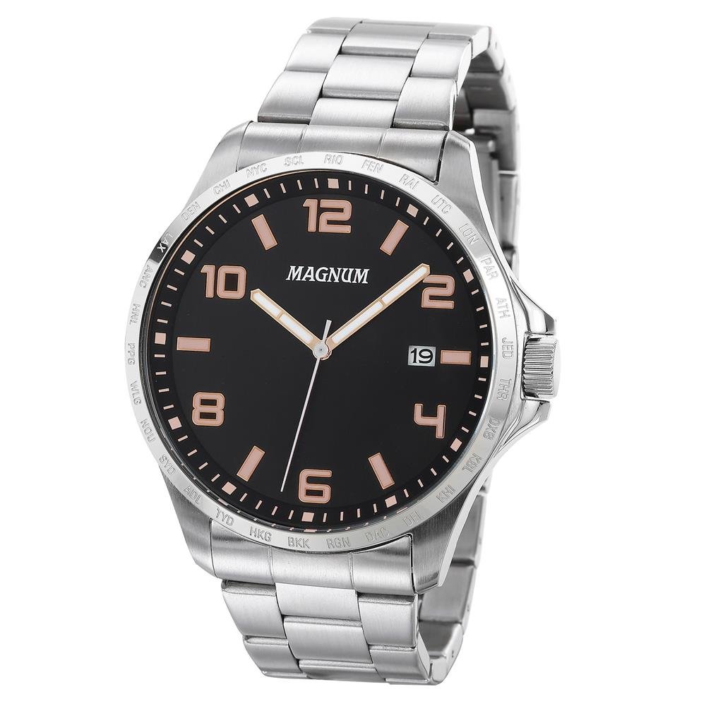 Relógio Magnum Masculino Ref: Ma34450p Casual Prateado Prata 1