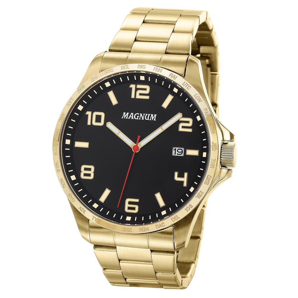 Relógio Magnum Masculino Ref: Ma34450d Casual Dourado Dourado/Preto 1