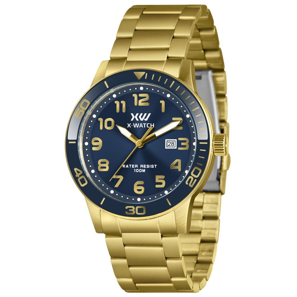Relógio X-Watch Masculino Ref: Xmgs1045 D2kx Casual Dourado Dourado