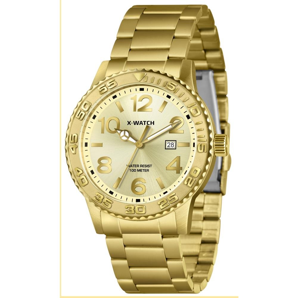 Relógio X-Watch Masculino Ref: Xmgs1044 C2kx Casual Dourado Dourado