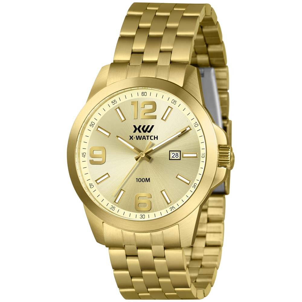 THXE90%RICHリキッド OGkush Relógio X-Watch Masculino Ref: Xmgs1047 C2kx Casual Dourado Dourado