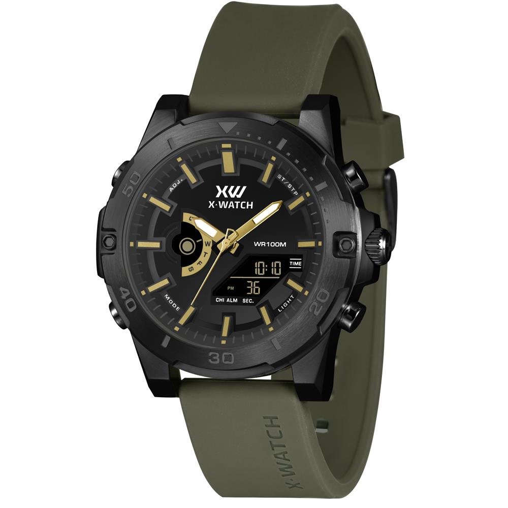 Relógio X-Watch Masculino Ref: Xmnsa006 P1ex Anadigi Black Verde/Preto 1
