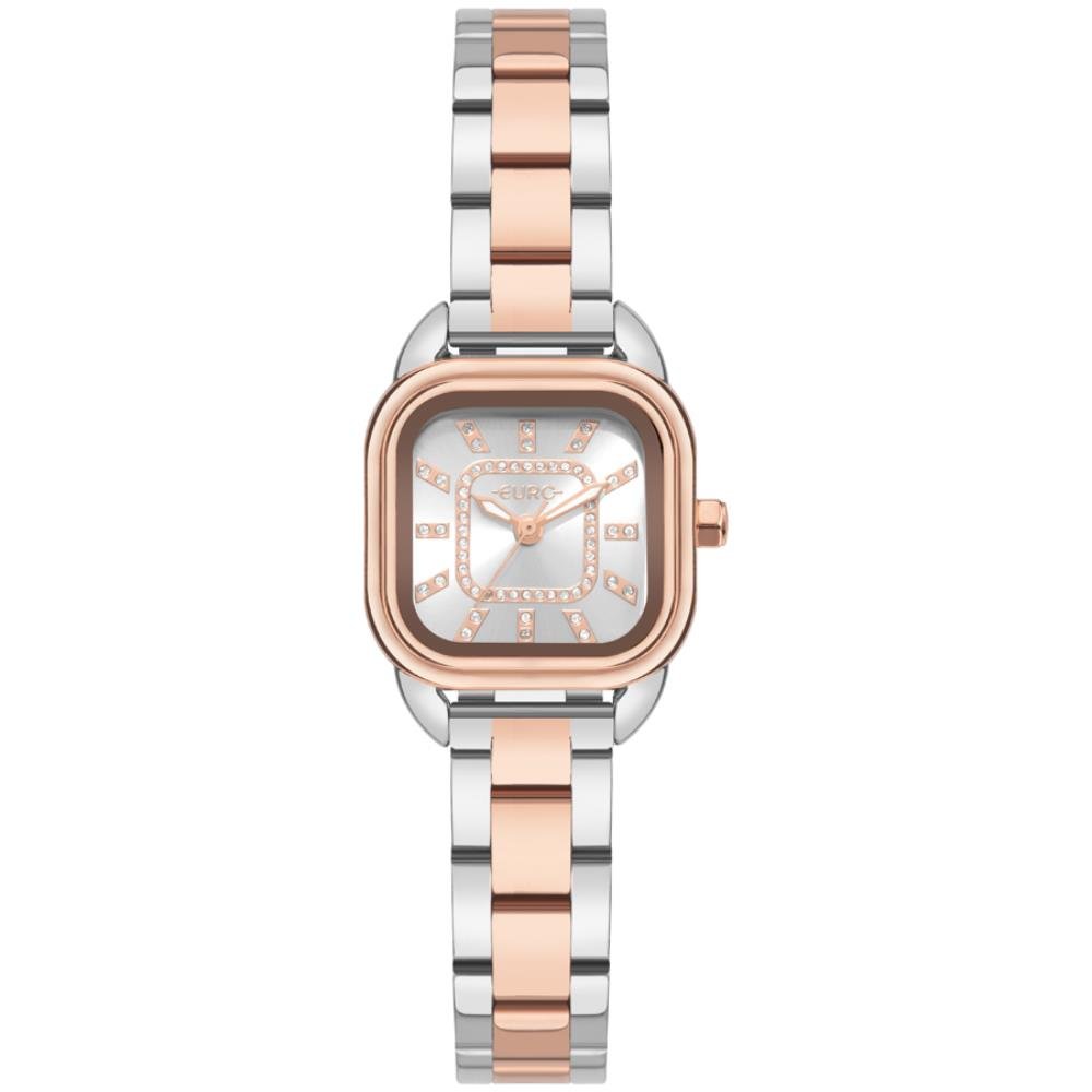 Relógio Euro Feminino Ref: Eu2036yvf/4k Casual Retangular Bicolor Prata/Dourado 1