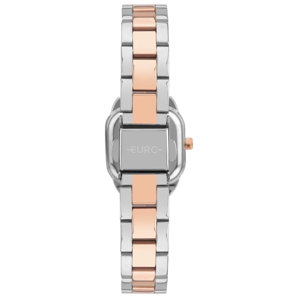 Relógio Euro Feminino Ref: Eu2036yvf/4k Casual Retangular Bicolor Prata/Dourado 2