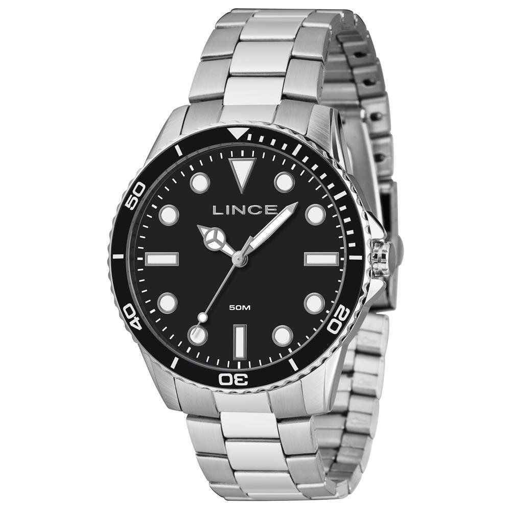 Relógio Lince Masculino Ref: Mrmm007l46 P1sx Casual Preteado Prata