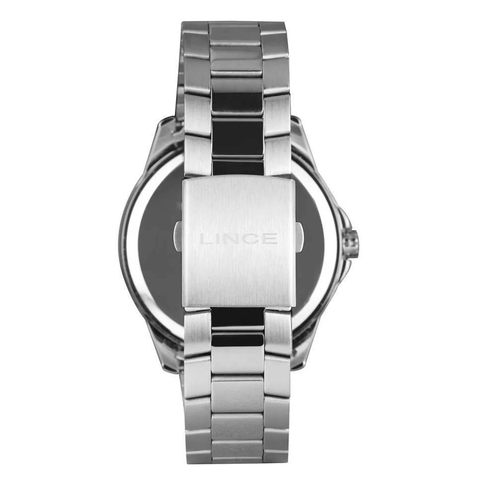 Relógio Lince Masculino Ref: Mrmm007l46 P1sx Casual Preteado Prata 2