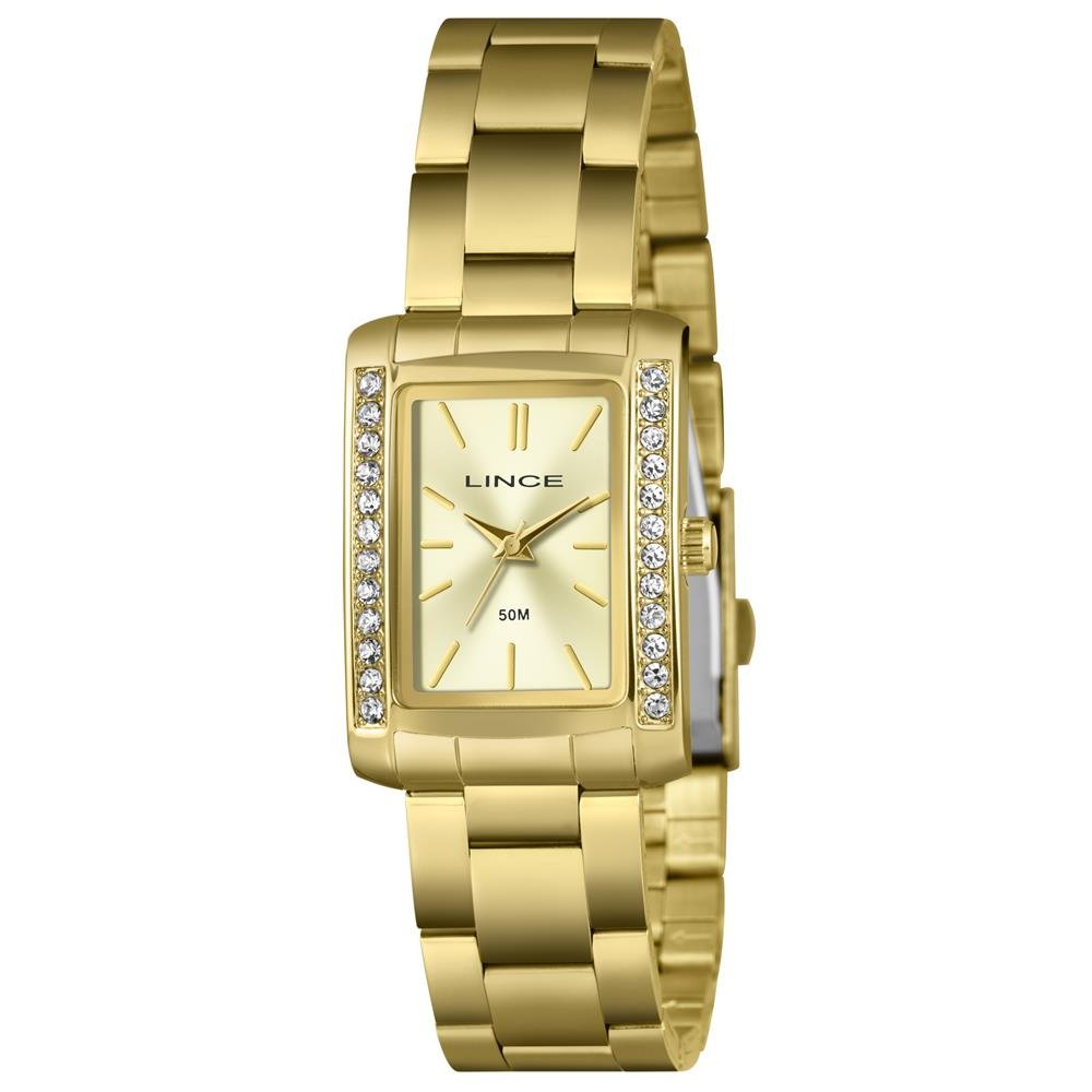 Relógio Lince Feminino Ref: Lqg4827l26 C1kx Retangular Dourado Dourado 1