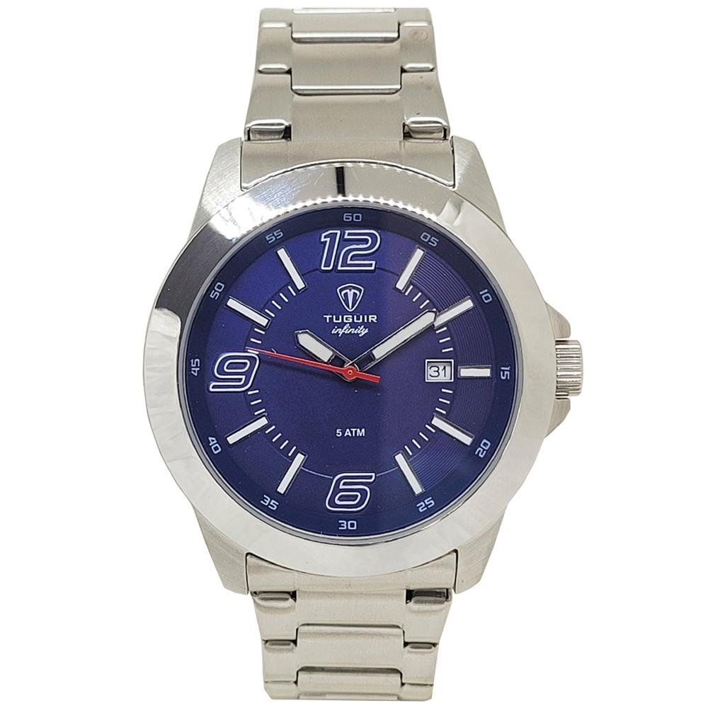 Relógio Tuguir Masculino Ref: Tgi37079 Esportivo Aço Prateado Prata 1