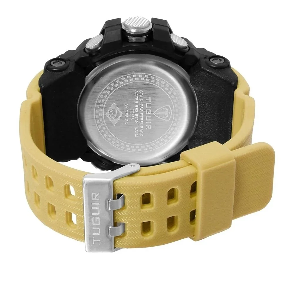 Relógio Tuguir Masculino Ref: Tg253 Tg30288 Esportivo Anadigi Preto/Amarelo 3