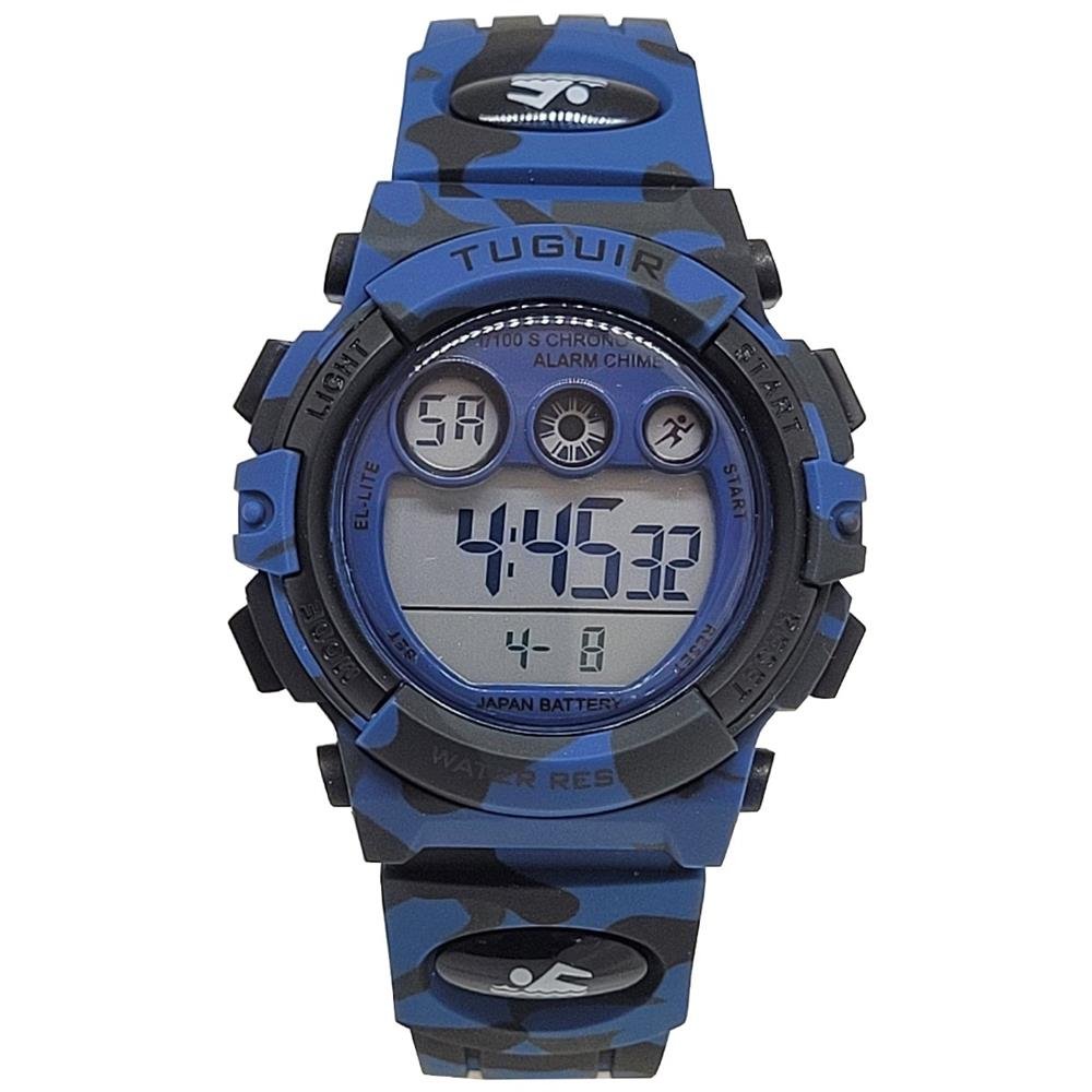 Relógio Tuguir Masculino Ref: Tg30346 Esportivo Digital Camuflagem Azul/Preto 1