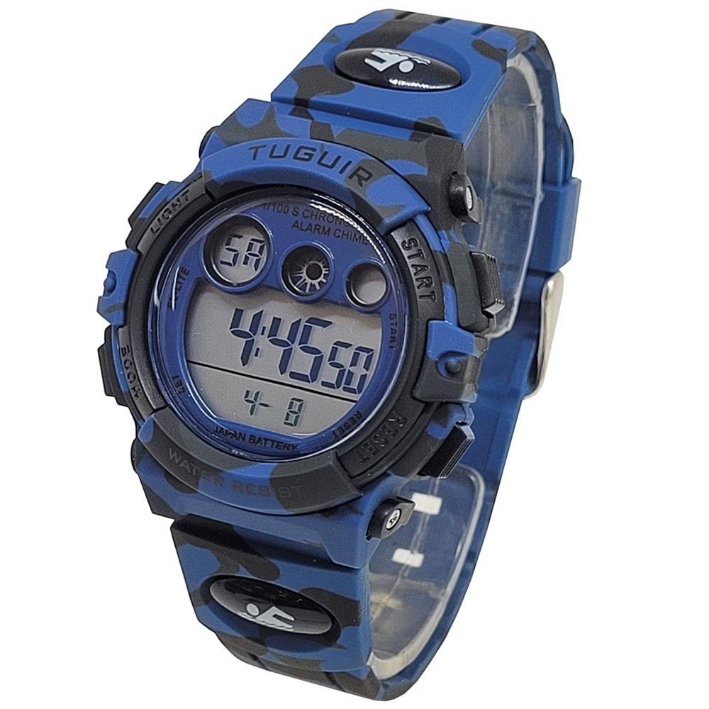 Relógio Tuguir Masculino Ref: Tg30346 Esportivo Digital Camuflagem Azul/Preto 3