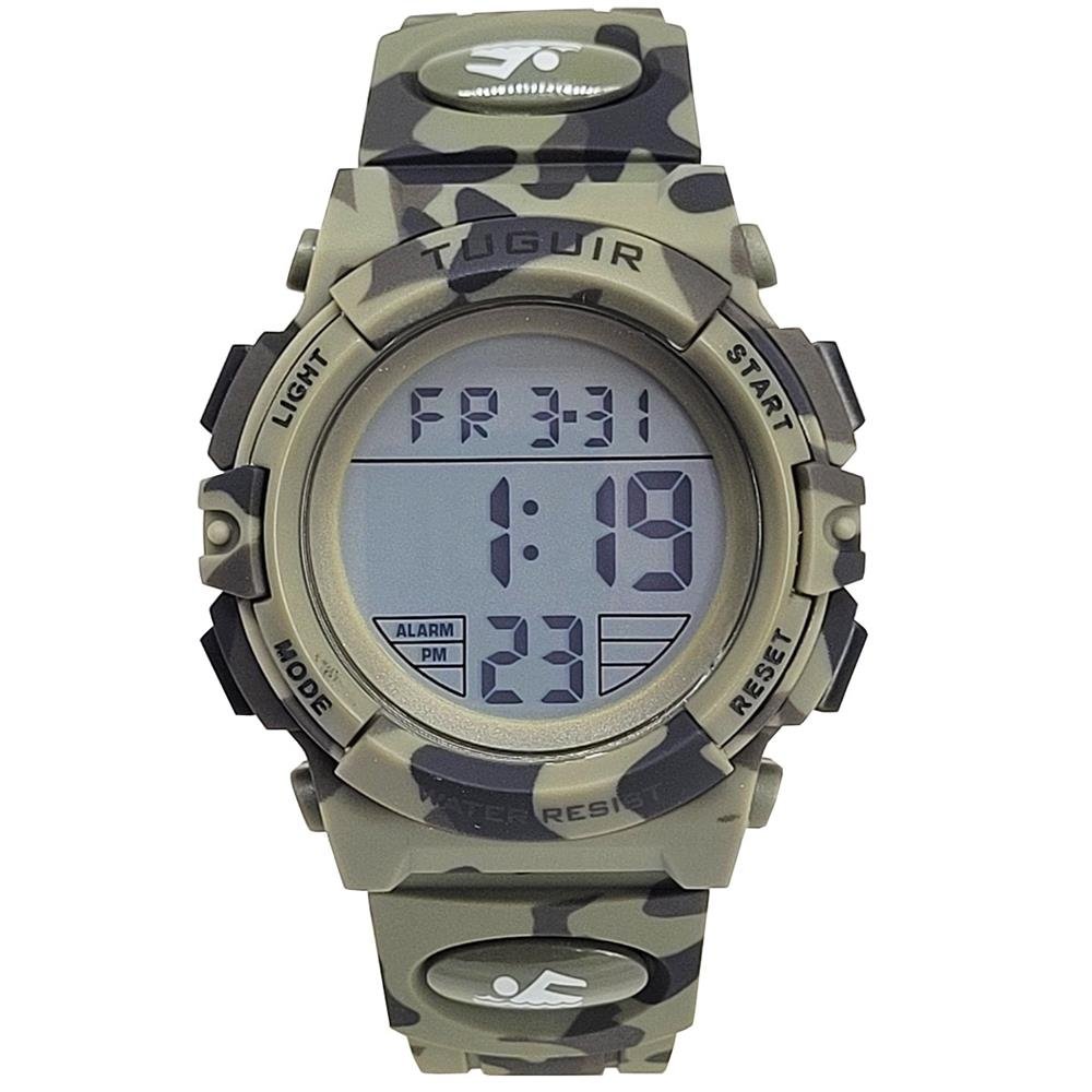 Relógio Tuguir Masculino Ref: Tg30345 Esportivo Digital Camuflagem Verde 1