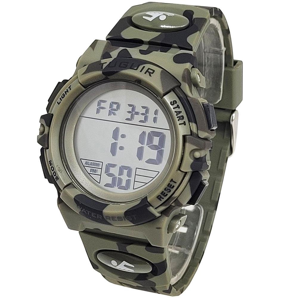 Relógio Tuguir Masculino Ref: Tg30345 Esportivo Digital Camuflagem Verde 3