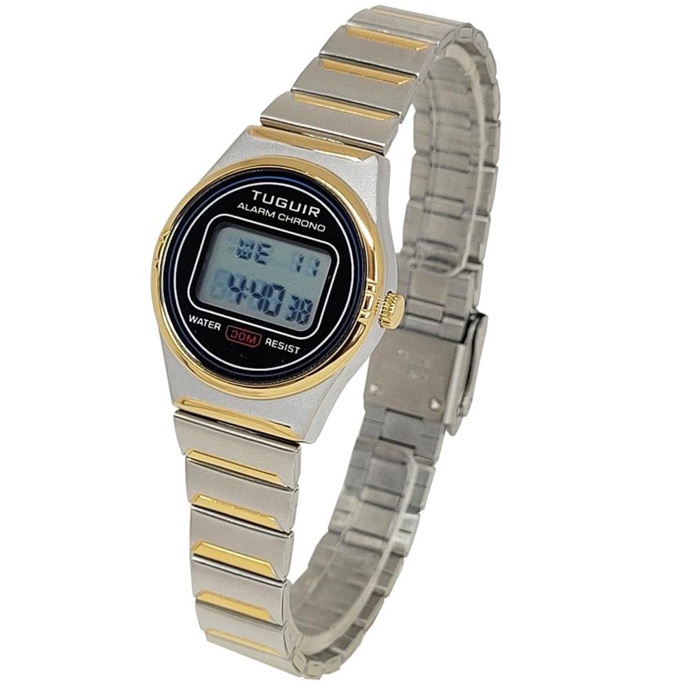Relógio Tuguir Feminino Ref: Tg30329 Digital Vintage Bicolor Prata/Dourado 2