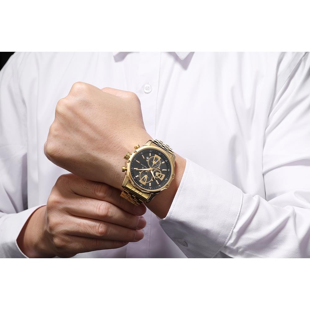 Relógio Phillip London Masculino Ref: Pl80391645m Pr N Cronógrafo Dourado Dourado 4