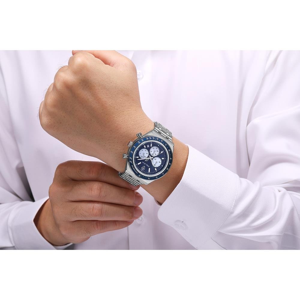 Relógio Phillip London Masculino Ref: Pl80404623m Az N Cronógrafo Prateado Prata 4