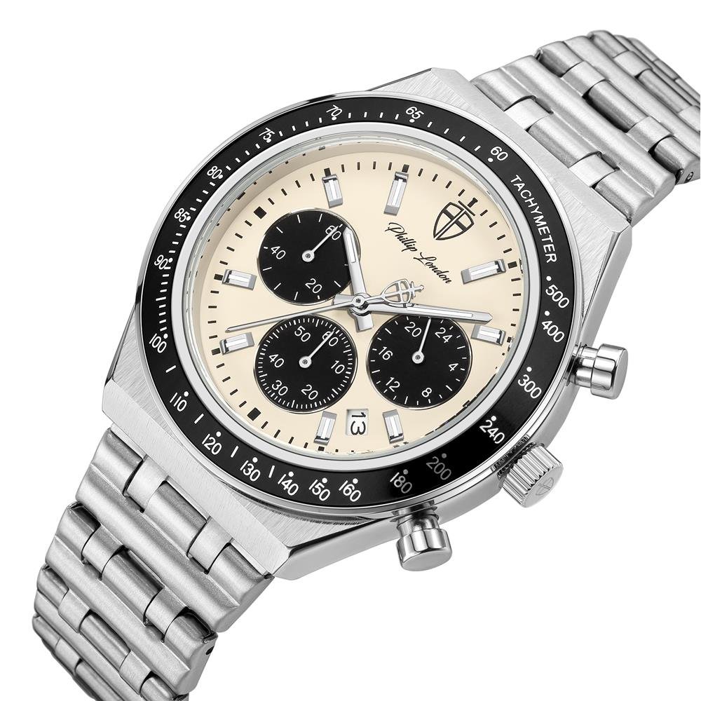 Relógio Phillip London Masculino Ref: Pl80402623m Br N Cronógrafo Prateado Prata 2