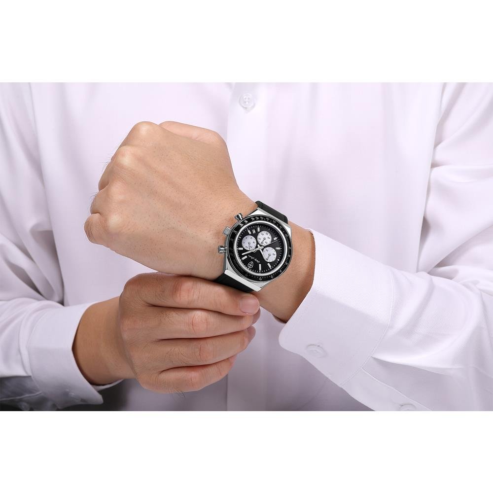 Relógio Phillip London Masculino Ref: Pl80407622m Pr N Cronógrafo Prateado Prata 3