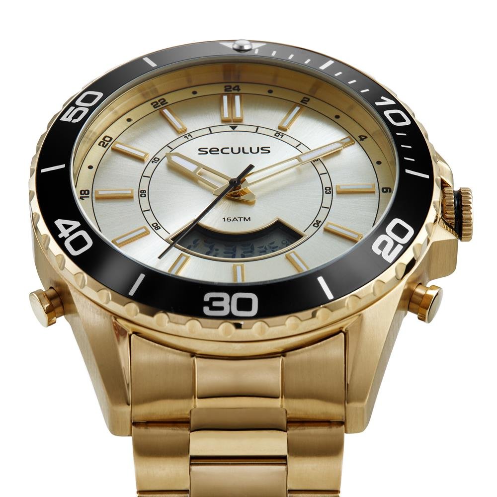 Relógio Seculus Masculino Ref: 44270gpsvda2 Anadigi Dourado Dourado 2