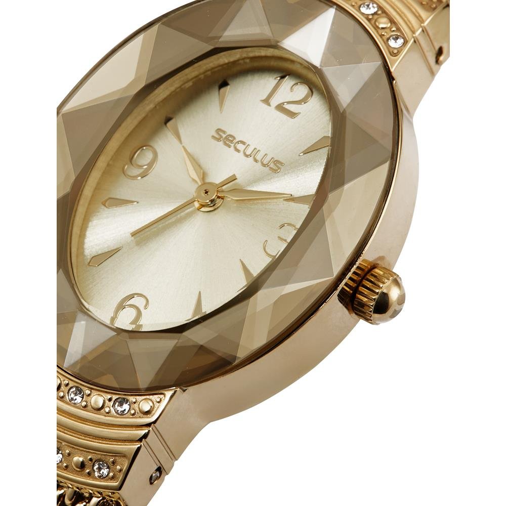 Relógio Seculus Feminino Ref: 44275lpsvda1 Aço Bracelete Oval Dourado 4