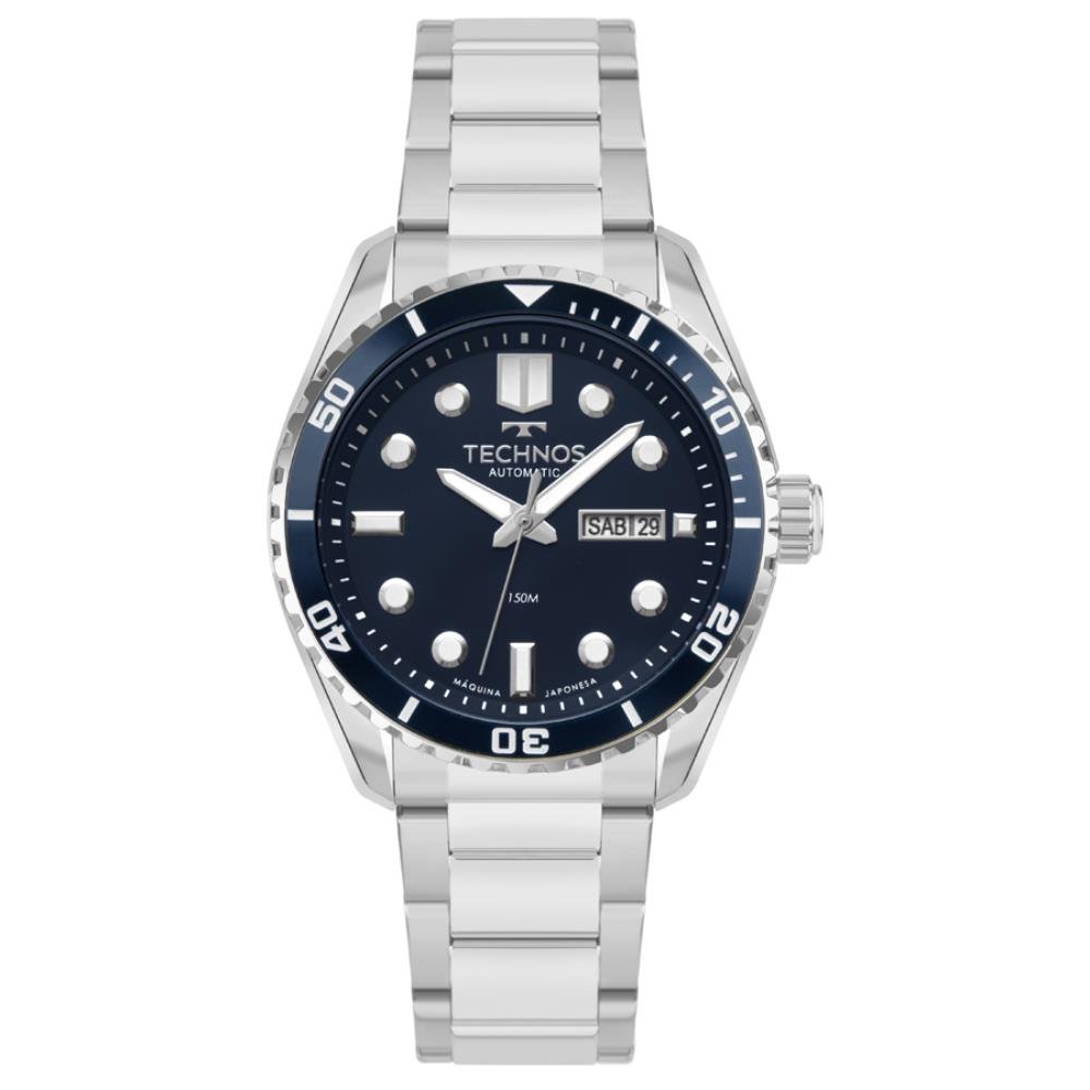 Relógio Technos Masculino Ref: 8205ox/1a Automático Acqua Prateado