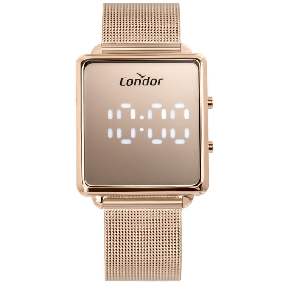 Relógio Condor Feminino Ref: Comd1202ags/4j Led Espelhado Mesh Rosé Rosé 2