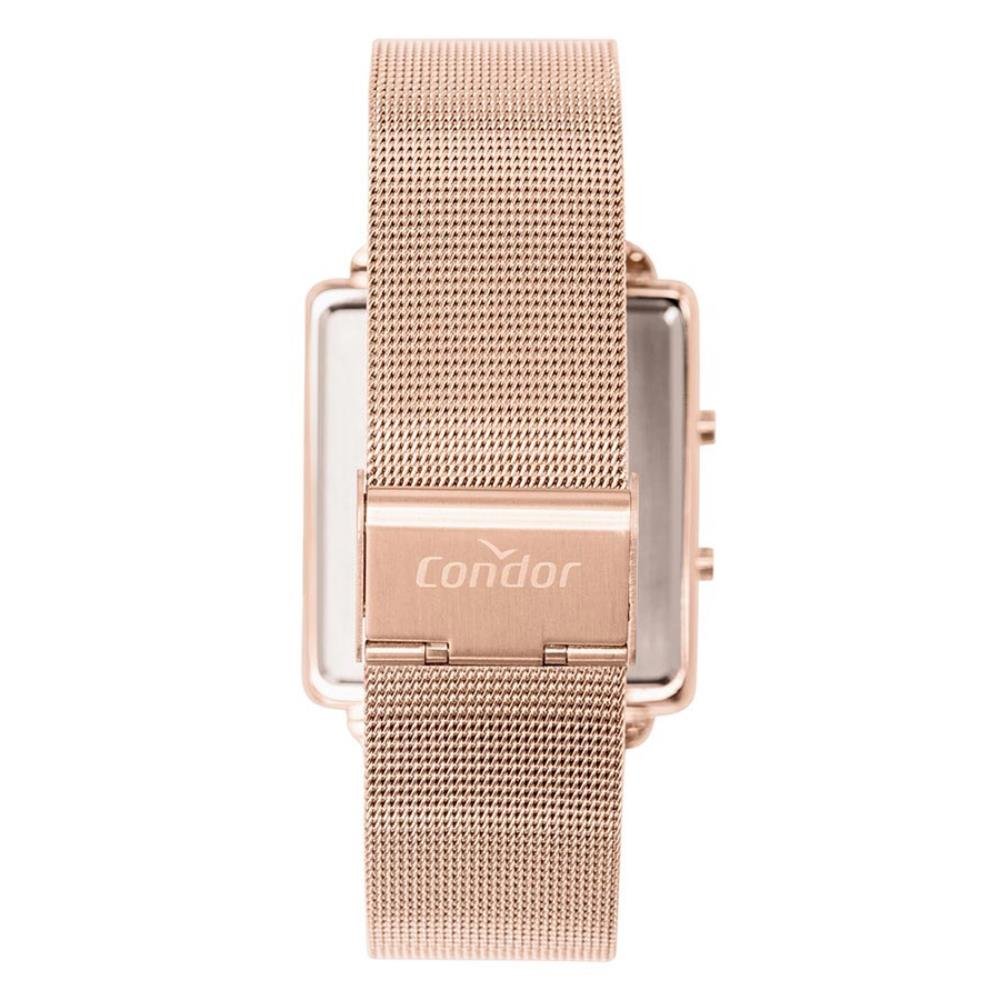 Relógio Condor Feminino Ref: Comd1202ags/4j Led Espelhado Mesh Rosé Rosé 3